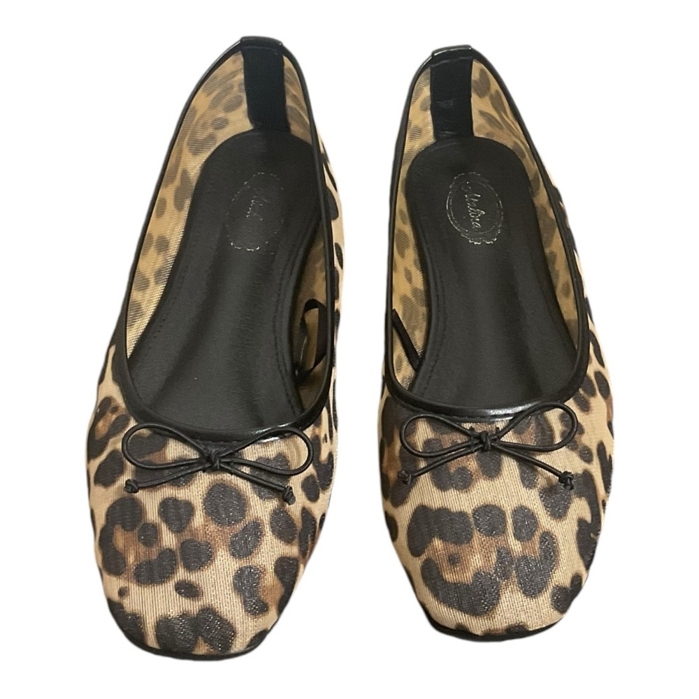 Atalina Women’s Size 8.5 W Purr-fect Leopard Mesh Ballet Flats Shoes.